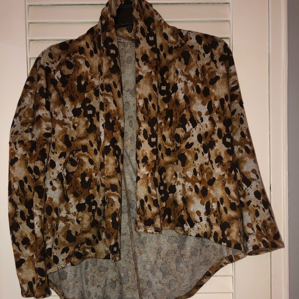 Leopard Print Waterfall Sweater